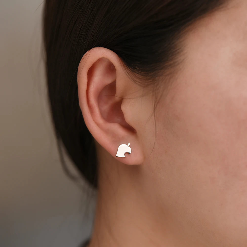 Hanreshe Animal Crossing Stud Earrings Punk Jewelry Vintage Copper Earring Cute Small Stud Earrings Girl Boy Gift