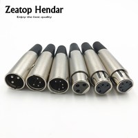 1Pcs Metal XLR 3 4 5 6 Pin Plug Male / Female Solder Adapter Connector for Music Desk Speaker Audio Microphone Mic Cable Silver
