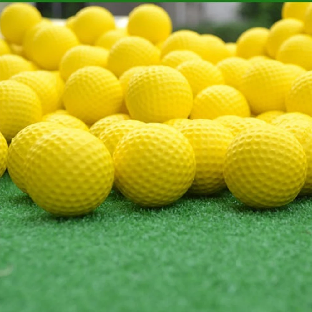 Hot Jual 20 Pcs PU Busa Bola Golf Spons Kuning Elastis Outdoor Indoor Praktek Pelatihan