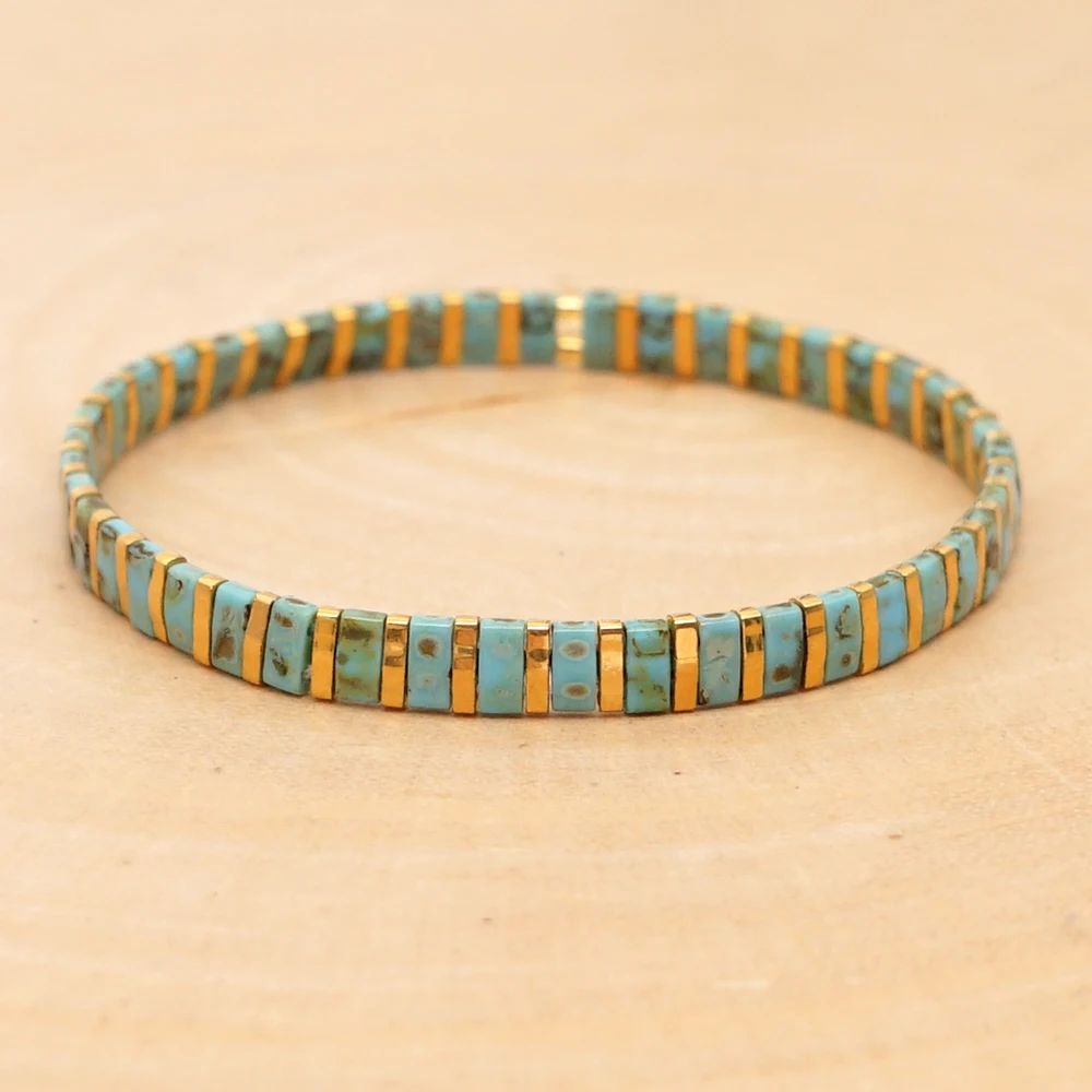 Go2BoHo Fashion Couple Bracelet Jewelry Sets Crystal Miyuki Tila Beaded Green Bracelets Set Jewellery Gifts for Women Lovers