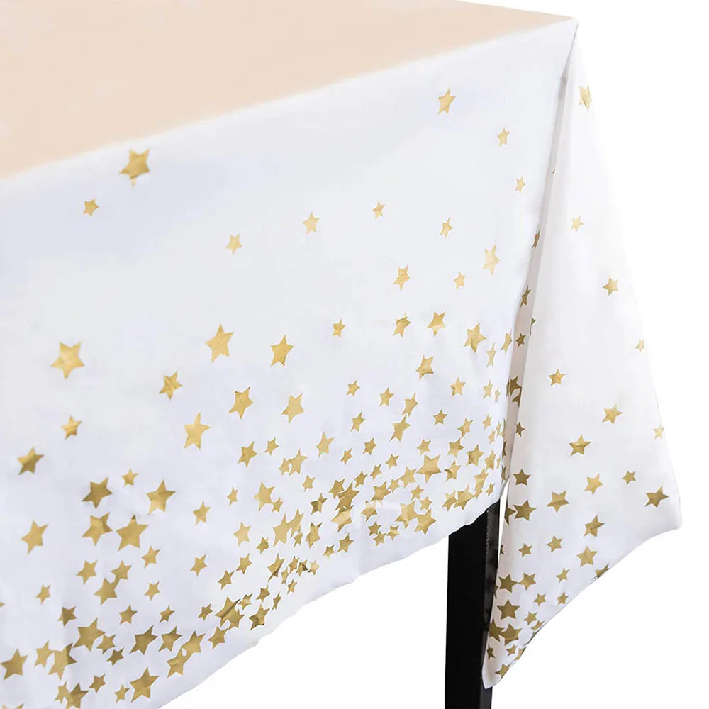 4 Pieces of New Hot Stamping Hot Silver Five-Pointed Star DisposableTablecloth Birthday Party Tablecloth Wedding Decoration