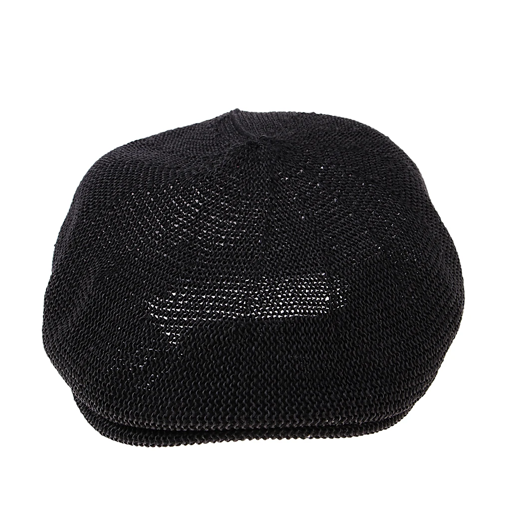 Men Breathable Summer Straw Sun Hat Newsboy Beret Ivy Cap Cabbie Flat Cap