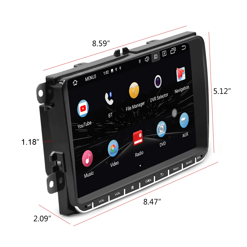 Podofo Android 10.0 2Din Car Radio Carplay 8G+128G Stereo Receiver For VW Volkswagen Golf Polo Skoda Octavia Tiguan Passat b6 b7