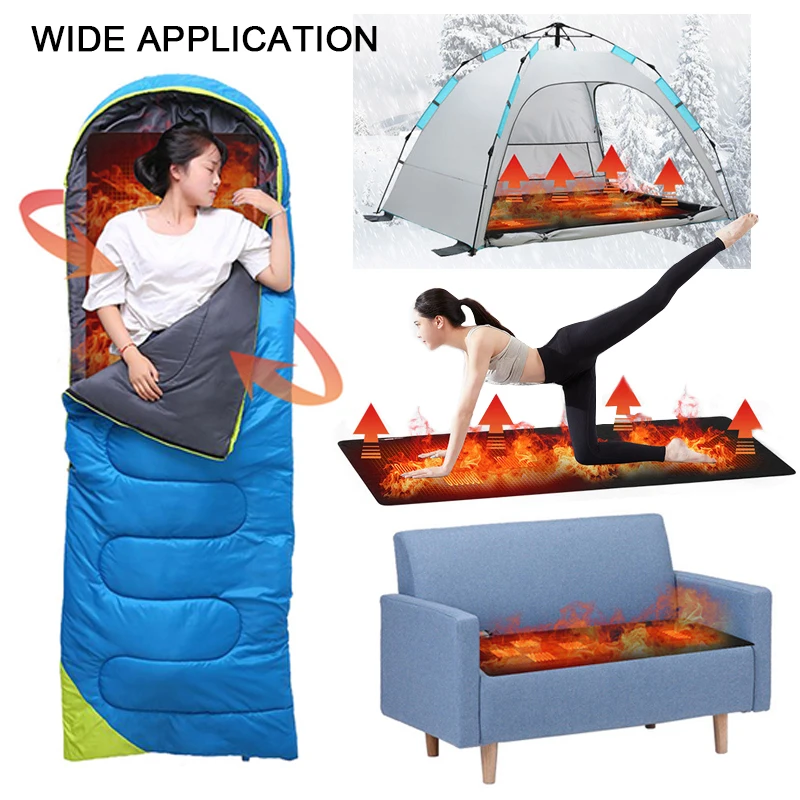 

USB Heating Sleeping Mat Winter Outdoor Sleeping Pad Insulation Camping Heated Thickened Mattress 40 to 65℃ Yoga Mat