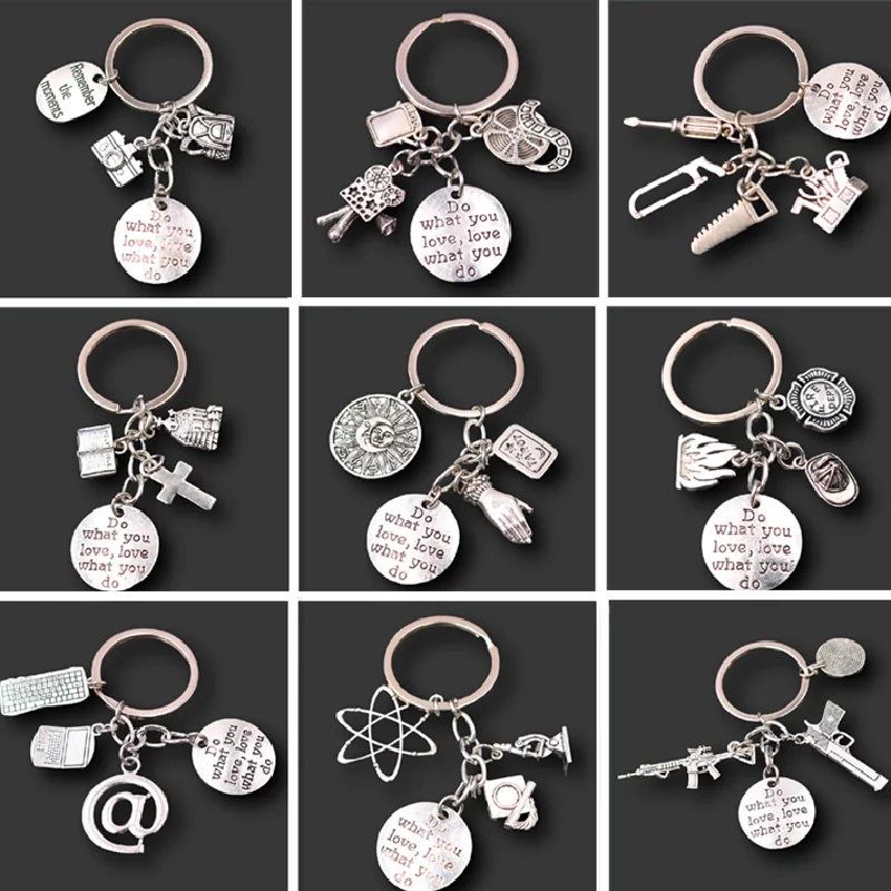 Occupation DIY Charm Keychain, Scientist, Cameraman, Repairman, Priest,Foreteller, Firefighter, Programmer, Shooting Instructor,