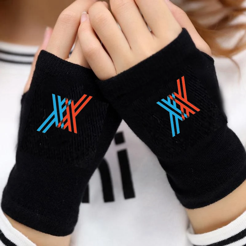 

Anime DARLING in the FRANXX Gloves Warm Winter Fingerless Half Finge Knitted Black Warm Thick Gloves Costumes Accessories