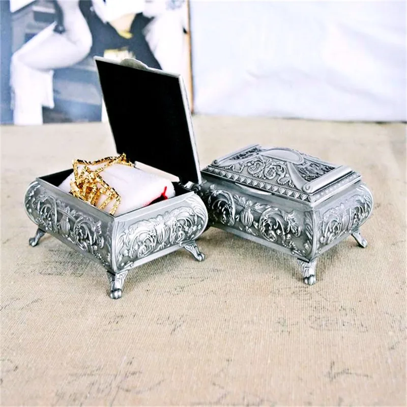 2021 Vintage Zinc Alloy Flower Storage Box Creative Classical  Wedding Birthday Gift Trinket Jewellery Box