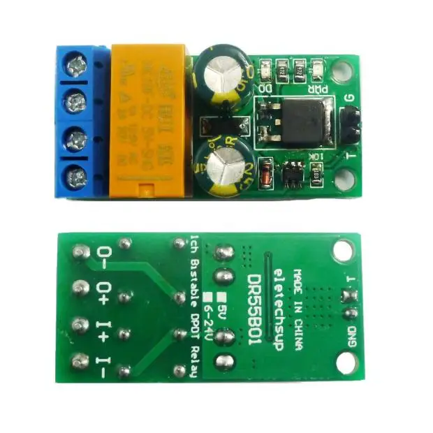 2Pcs 5-24V Bistable Self-locking Reverse Polarity Relay Motor Motor Forward and Reverse Controller Module DR55B01