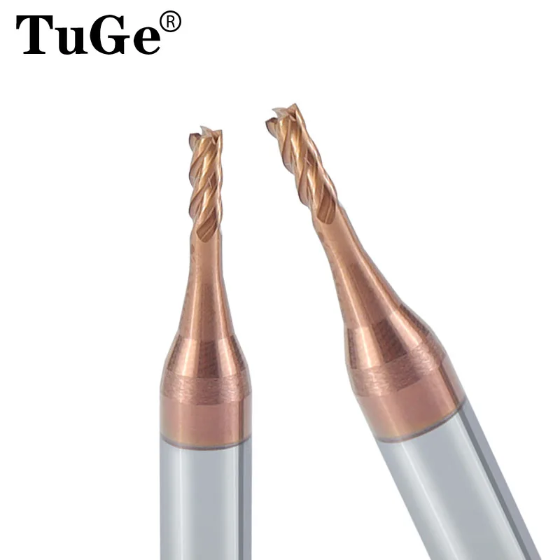 TuGe-Fresa de extremo de acero de tungsteno HRC55, d1, 1,5, 2,2, 5mm de largo, herramientas de fresado de carburo de 6 a 20mm de largo, brocas de enrutador de vástago de 4mm