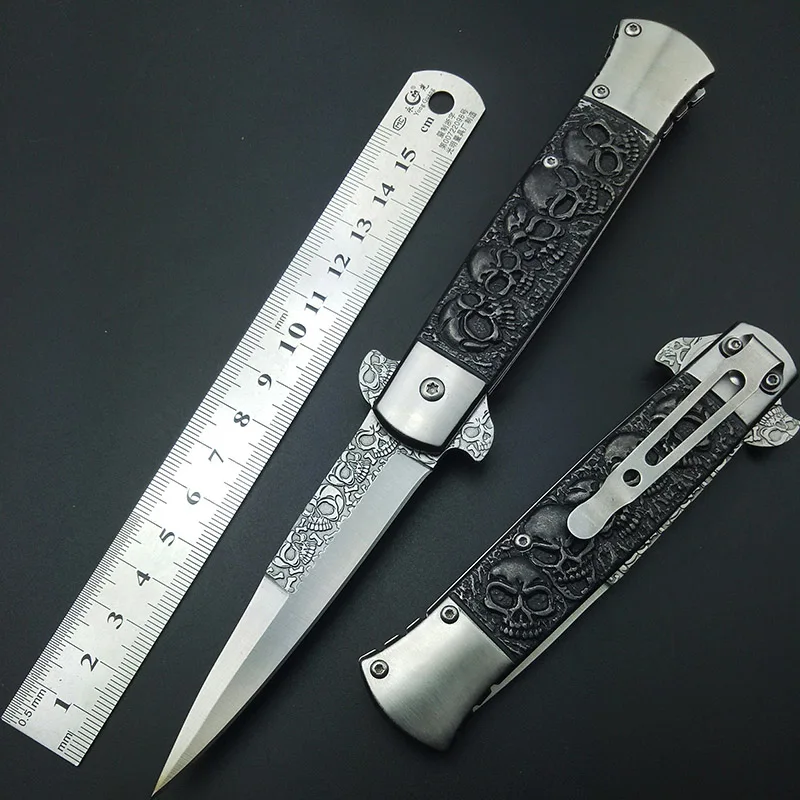 

Ghost skull head 3 style Stonewash steel outdoor knives pocket knife folding blade camping tactical knives survival tools gifts