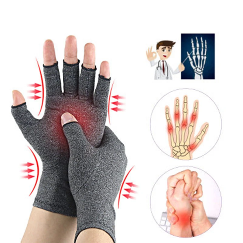 1 Pair Compression Arthritis Gloves Premium Arthritic Joint Pain Relief Hand Gloves Therapy Open Fingers Compression Gloves