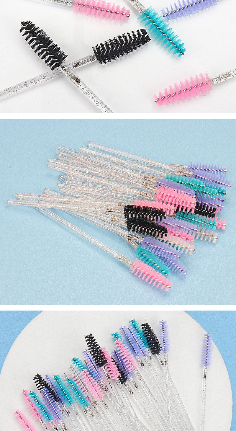 50Pcs Kosmetische Wimpern Pinsel Wimpern Make-Up Pinsel Einweg Weiß Kristall Mascara Zauberstäbe Pinsel Wimpern Verlängerung Werkzeuge – Detail 9
