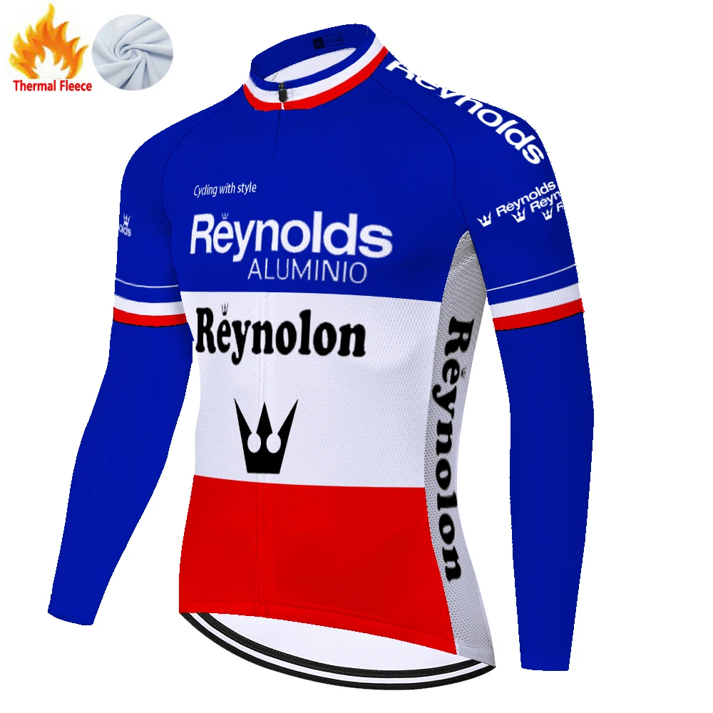 Classic Reynolds maillot cyclisme retro Winter Thermal Fleece Bike Clothing Bicycle long sleeve tricotas hombre ciclismo