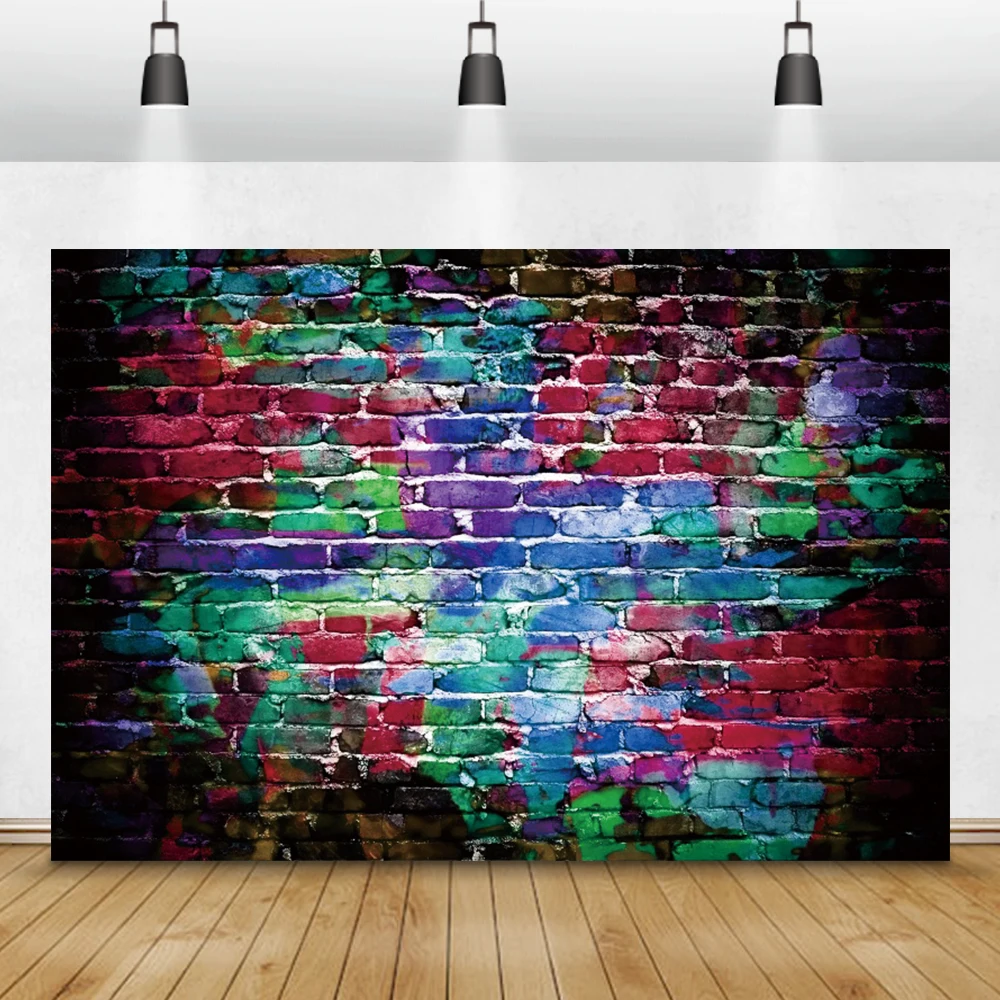 Laeacco Graffiti Brick Wall Grunge Vintage Portrait Retro Style Photography Backdrops Photo Backgrounds Baby Birthday Photophone