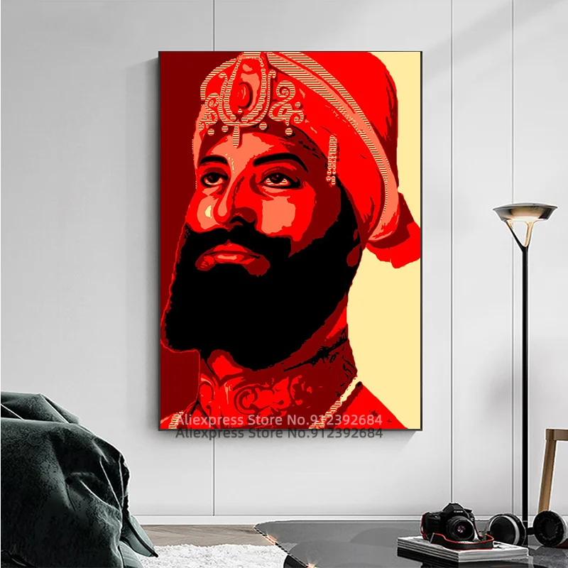 Sikh Guru Gobind Singh Portrait Art Posters and Prints Canvas Paintings Wall Art Pictures for Living Room Decor (No Frame)