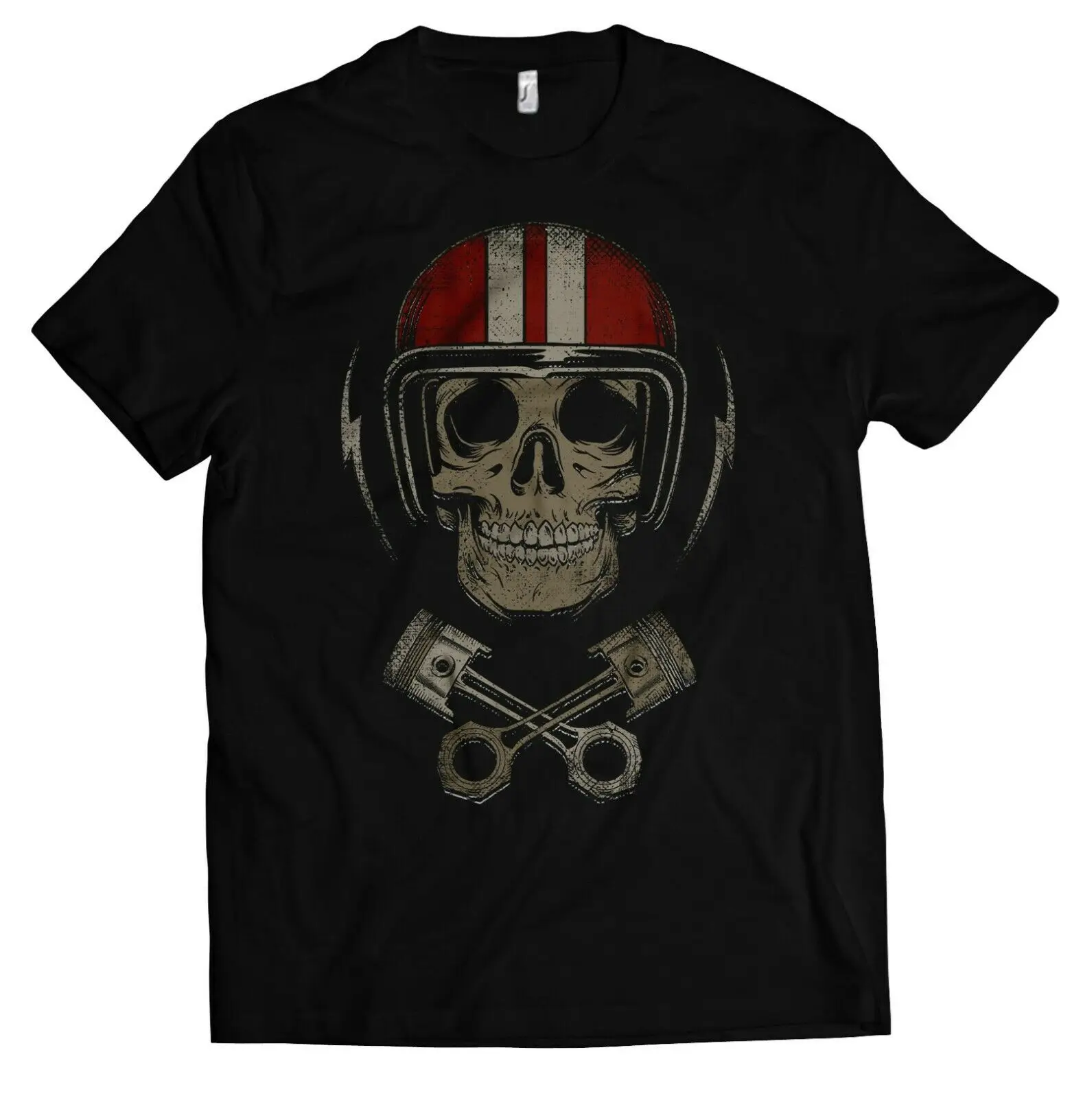 Motorcycle Chopper Bobber Skull Helmet Biker Motorcyclist T-Shirt. Summer Cotton Short Sleeve O-Neck Men\'s T Shirt New S-3XL