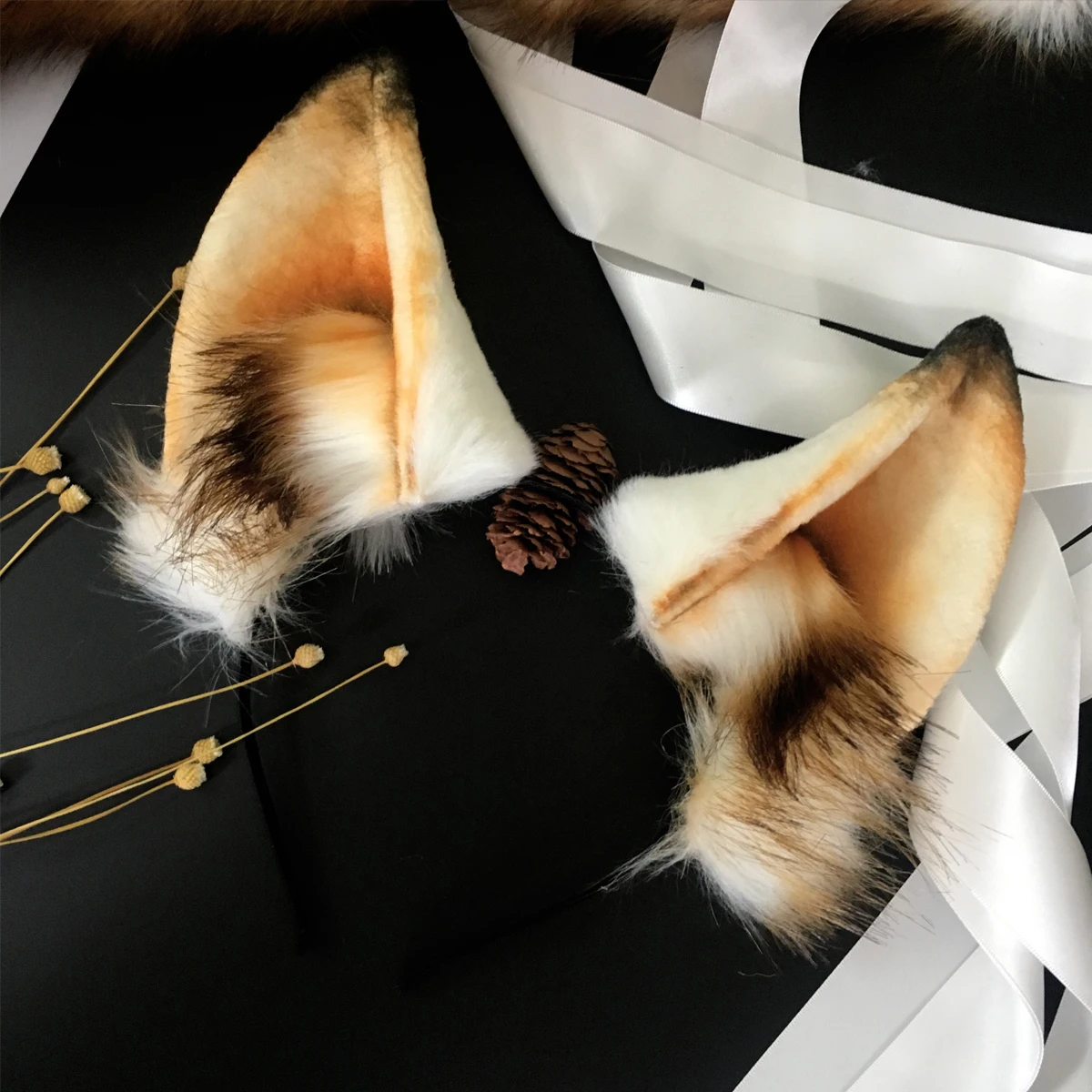 

Brown Fox Wolves Wolf Ears Hair Hoop Tail Hairbands Headwear For Halloween Party Cosplay Costume Accessories