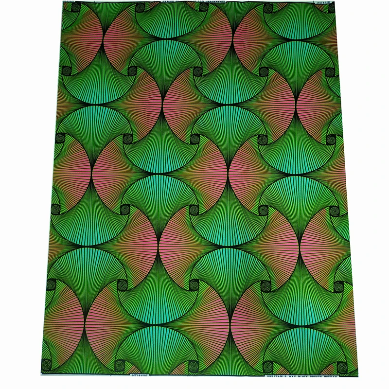 100% Polyester 2020 African Ankara High Quality Real Wax Fabric African Ankara Green Print Wax Fabric 6 Yards/Lot