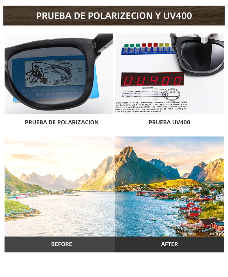 GM Holz-Sonnenbrille für Herren und Damen Luxus-Marken-Designer Polarisierte Sonnenbrillen Vintage-Sonnenbrille Damen-Brillen mit Papierbox – Detail 16