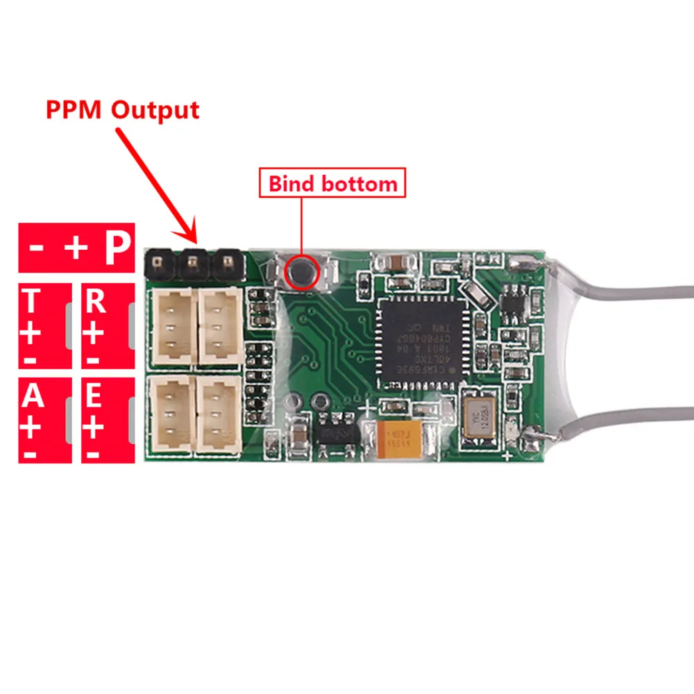 DSM2 DSMX RX PPM Output 2.4G Receiver For JR Spektrum DX6i DX18 DX8 DX9 DEVO10 Transmitter JST410 CM410X Receptor 4CH Acceptor