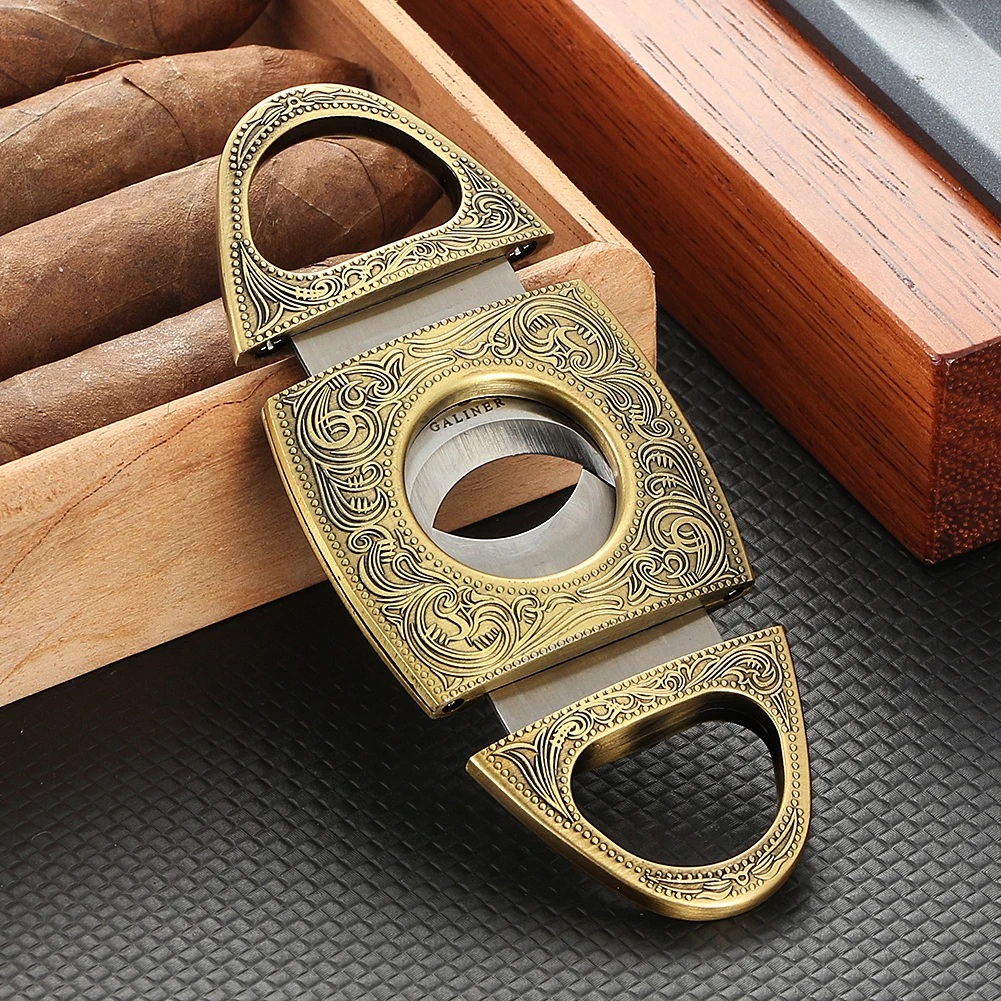 GALINER Retro Cigar Cutter Sharp Double Blades Cigar Scissors Metal Guillotine Cigar Knife Smoking Accessories