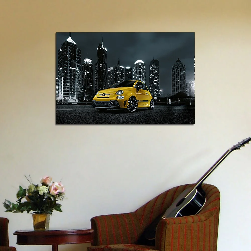 Canvas Painting Fiat Abarth 595 Competizione Car Posters and Prints Wall Art Decorative Picture Modern Home Decoration