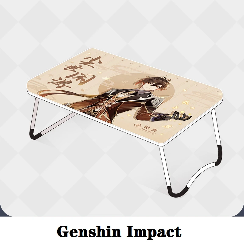 Anime Accessories Game Genshin Impact Cosplay Decoration Project Zhong Li Portable Computer Desk Fiber Folding Table Gifts Adult