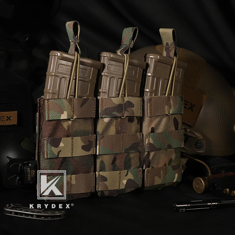 KRYDEX-bolsa táctica MOLLE de 5,56mm, accesorio de caza, con correa para cargador, Individual/doble/Triple, para M4 M16