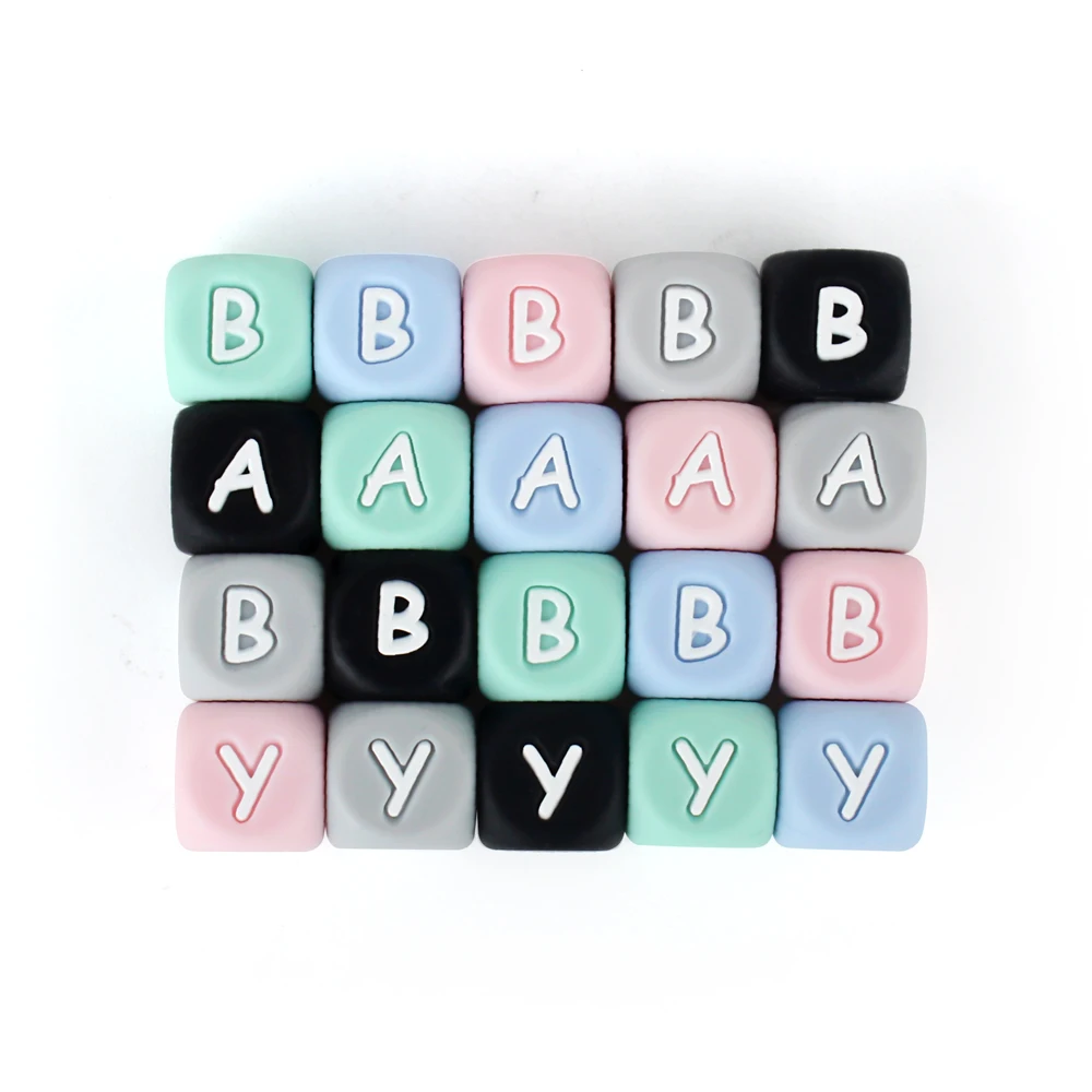 10pcs Silicone Letter English Beads 12mm BPA Free Alphabet Baby Teething Food Grade Baby Teething Toy Baby Name For Personalized