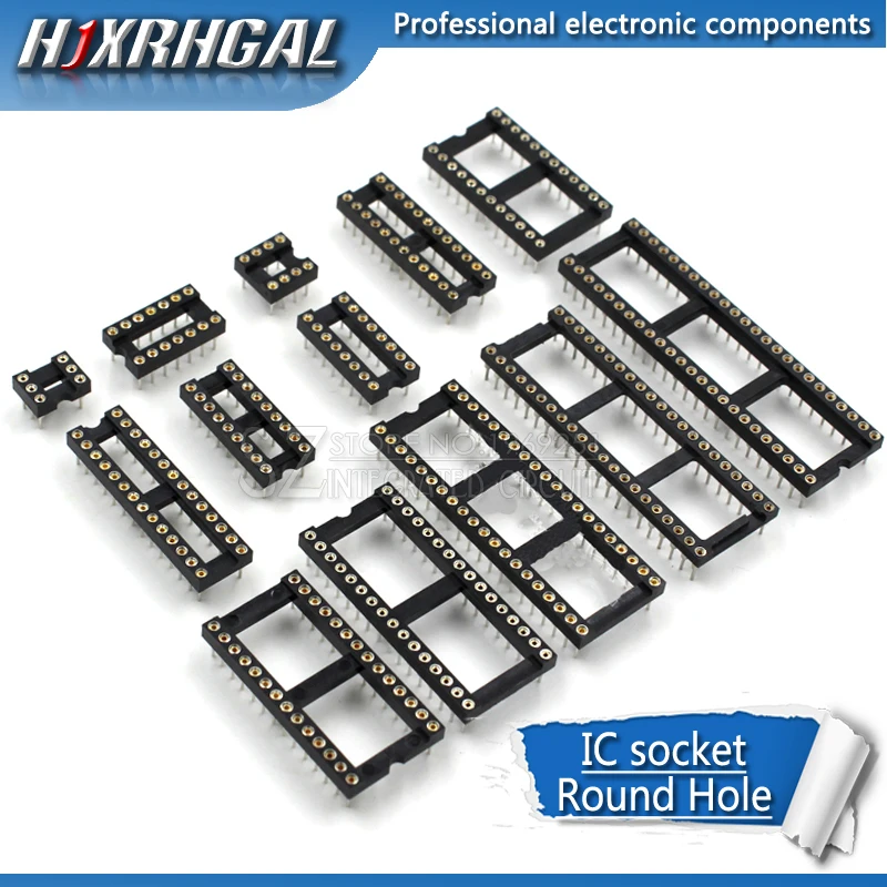 1PCS Round Hole IC socket Connector DIP 6 8 14 16 18 20 24 28 40 pin Sockets DIP6 DIP8 DIP14 DIP16 DIP18 DIP20 DIP28 hjxrhgal