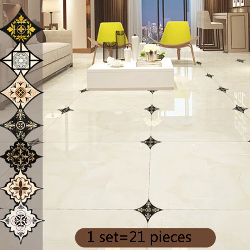 1set/21pcs Self-adhesive Bedroom Floor Tile Diagonal Sticker Waterproof and Mildew Beauty Seam Stickers Wall Gap Decoration