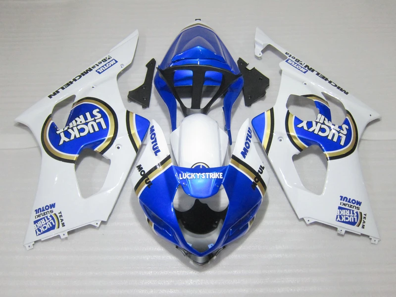 Motorcycle fairings set for SUZUKI GSX-R1000 03 04 white blue LUCKY STRIKE ABS fairing body kit K3 GSXR1000 2003 2004 CV5