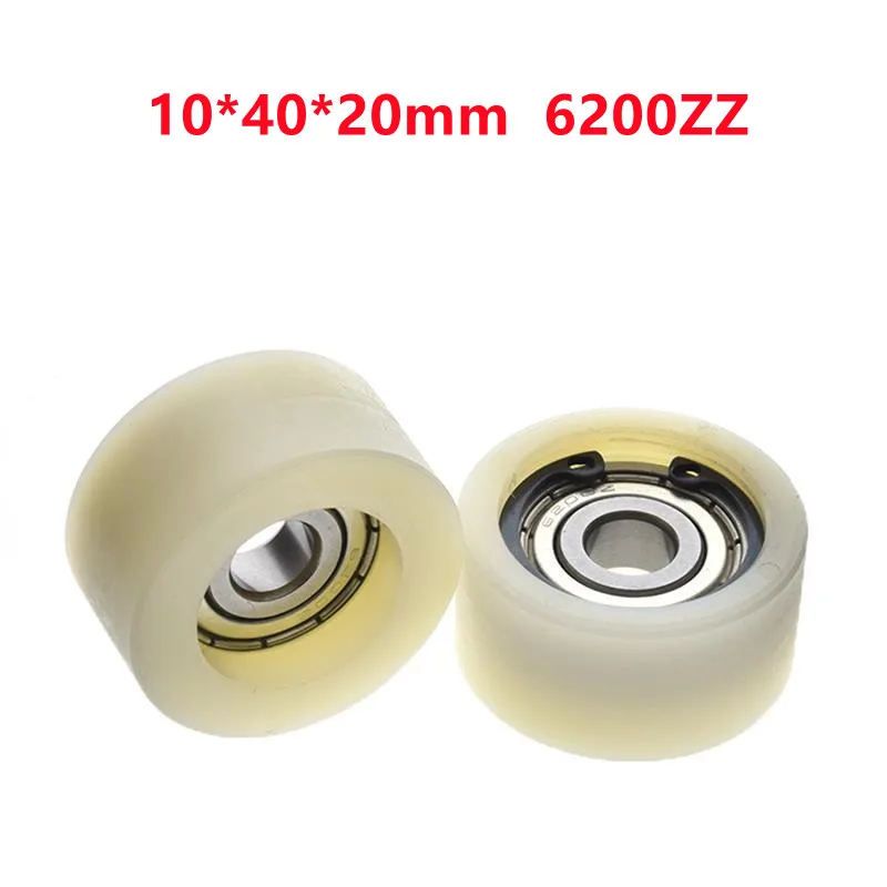 

10pcs/40pcs 10*40*20mm Flat Roller 6200ZZ 6200 Bearing Nylon Plastic Coated Pulley Guide Wheel 10x40x20mm