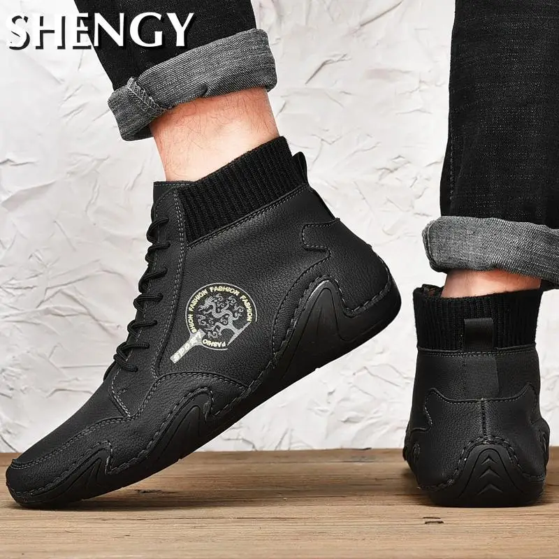 New Men Boots Classic Outdoor Leisure Warm Comfortable Men's Boots Soft Flat Heel Wear-Resistant Winter High Quality Leisure