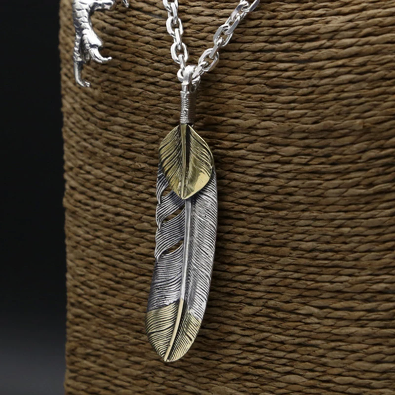 S925 Sterling Silver Jewelry Takahashi Goro Thai Silver Feather Eagle Claw Simple Sweater Necklace - view 4