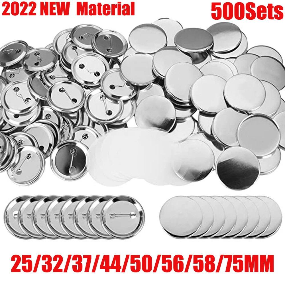 500sets 25-75MM  Blank Badge Pin Button Parts Badge Machine Button Pin Maker значки набор Making Kits 2022 New Material