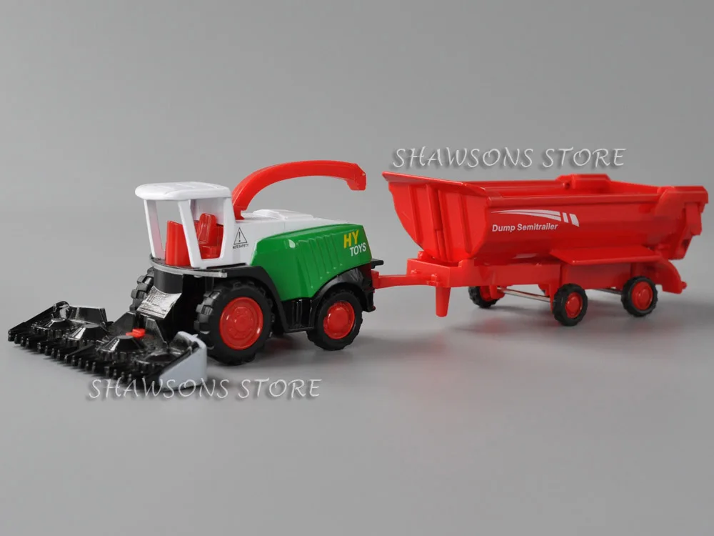 

1:30 Diecast Farm Vehicle Model Toys Harvester Reaper Truck w/ Dump Semitrailer Miniature Replica