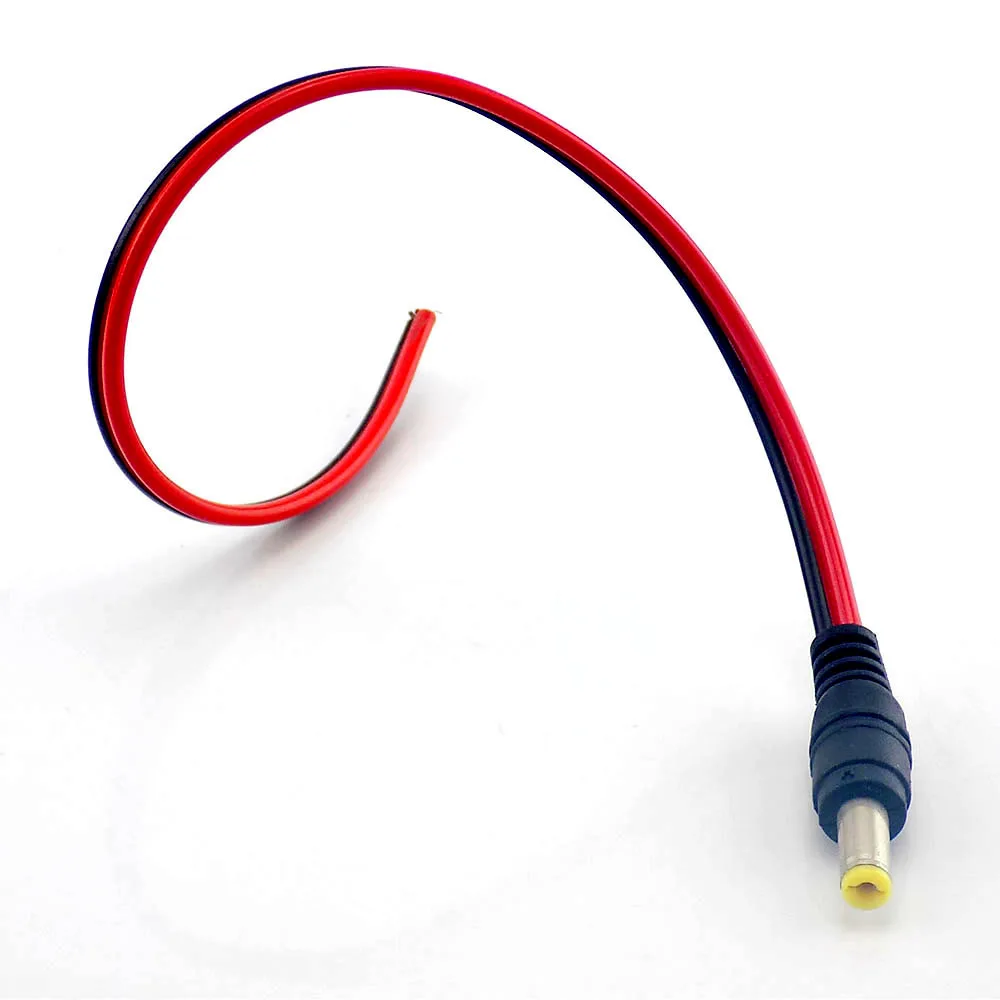 Conector macho de CC de 2,1x5,5mm, Cable de extensión Pigtail de 12V para controlador de tira de luz LED, Conector de cámara Cctv, Cable de CC de 12V