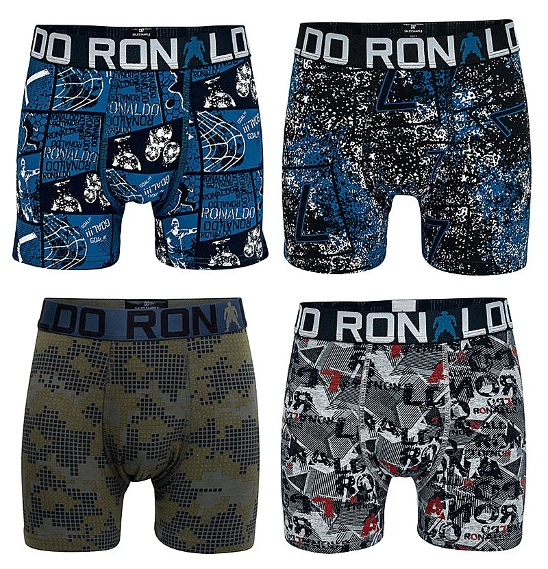 20 Pieces Boys Multipack Boxers Kids Super Football Star Print Trunks Teenage Underwear Student Cotton Pants Child Shorts 4-15Y