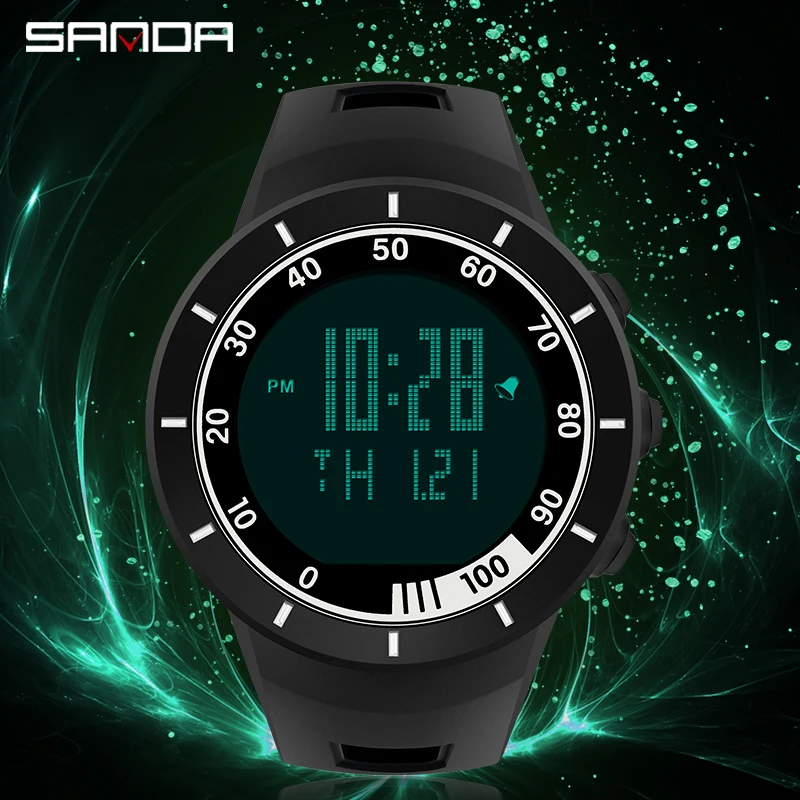 Fashion Brand SANDA Men Watch Luxury Large Dial Digital Watches Luminous Electronic Wristwatches Men\'s Sport Hour Alarm Clock