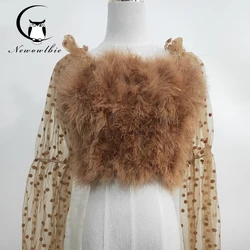 Latest hot selling 100% natural Ostrich hair bra underwear sexy sleeve women's fur coat Turkey hair real fur coat