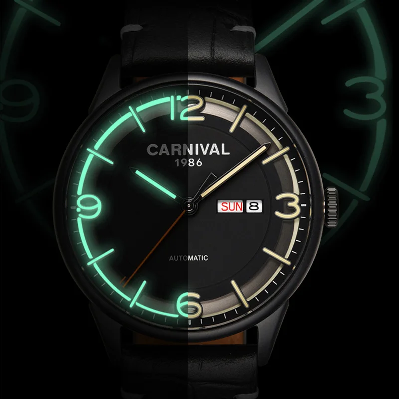 Carnival Brand Luxury Mechanical Watch For Men Automatic Wristwatch Sapphire Waterproof Luminous reloj hombre MIYOTA or NH36 New