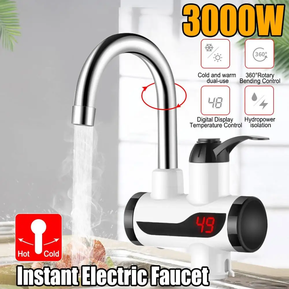 Instant electric faucet tap water heater LED display bathroom kitchen faucet tap water heater