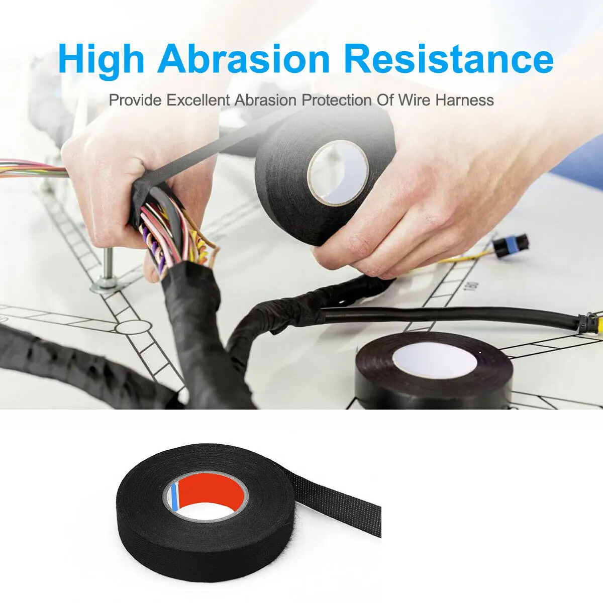 15 Meter Heat-resistant Flame Retardant Tape Coroplast Adhesive Cloth Tape For Car Cable Harness Wiring Loom Protection