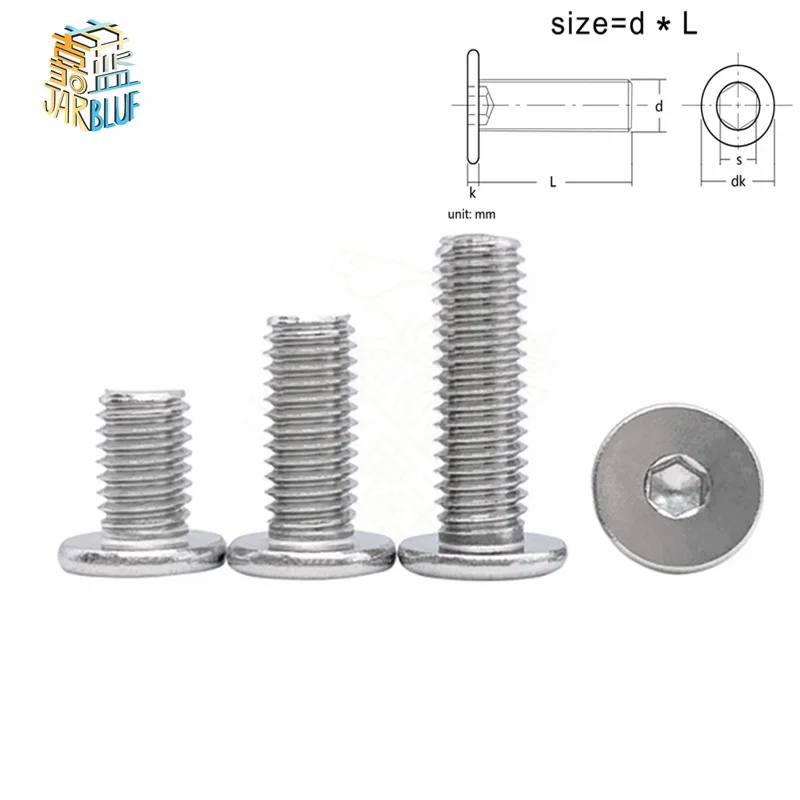 

5-50p CM M2 M2.5 M3 M4 M5 M6 M8 304 stainless steel Hex Hexagon Socket Ultra Thin Super Low Flat Wafer Head Allen Cap Screw Bolt