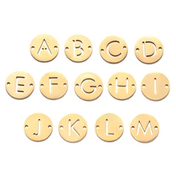 10Pcs/Lot 26 Letters From A to Z Stainless Steel DIY Pendant 12mm Diameter Initials Connector Charm Fashion Jewelry Accessories