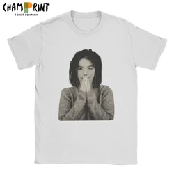 T-shirt da debimento divertente uomo girocollo t-shirt in puro cotone Bjork Vintage islanda cantante musicale manica corta t-shirt abiti estivi