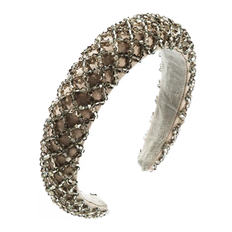 Korean Fashion Luxury Sparkly Gray Crystal Hairband Bridal Wedding Stone Rhinestone Headband For Women Hair Accessories Jewelry