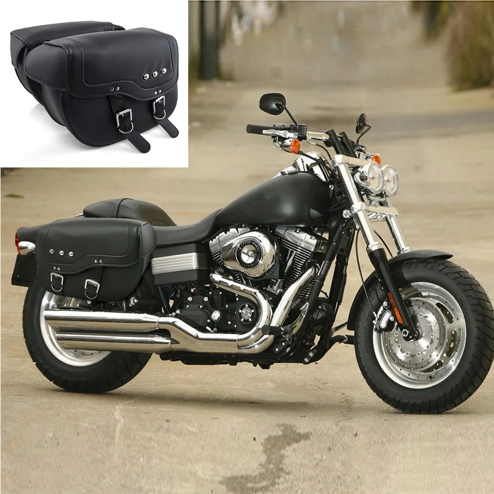 

Motorcycle Saddlebag Leather Waterproof Luggage Bags For Sportster XL883 For Rocket Roadster For Kawasaki Vulcan