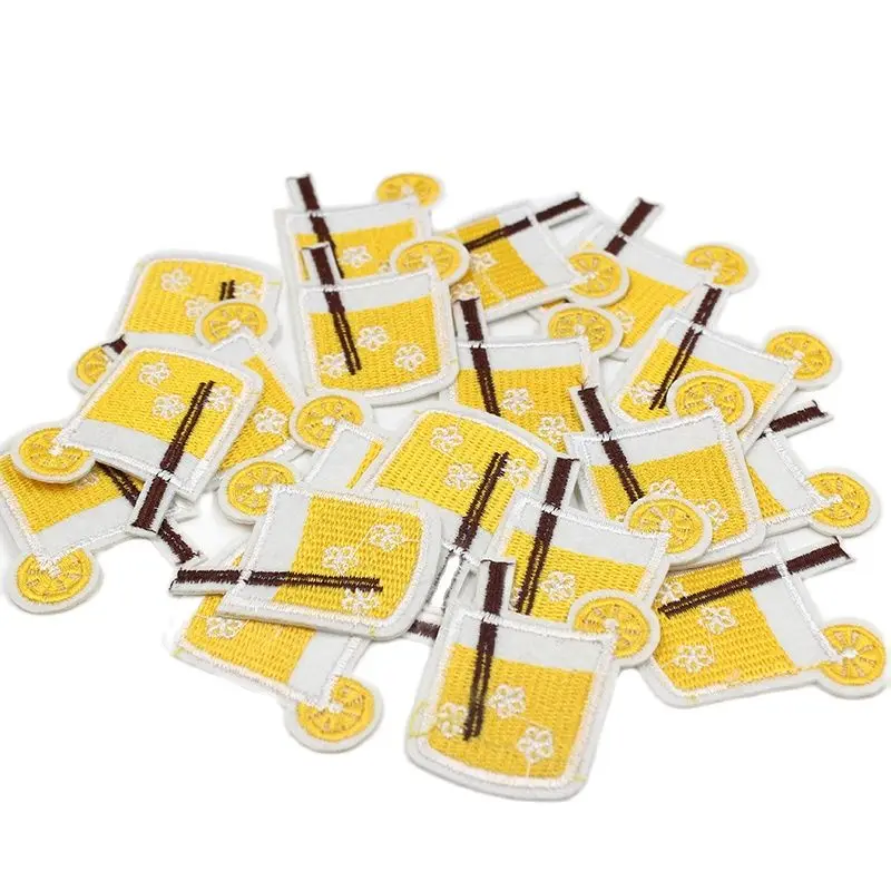 10pcs/lot Diy Lemon Drinks Appliques Iron On Clothes Jeans Backpack Repair Patches Handmade Sewing Apparel Badge Coats Stickers